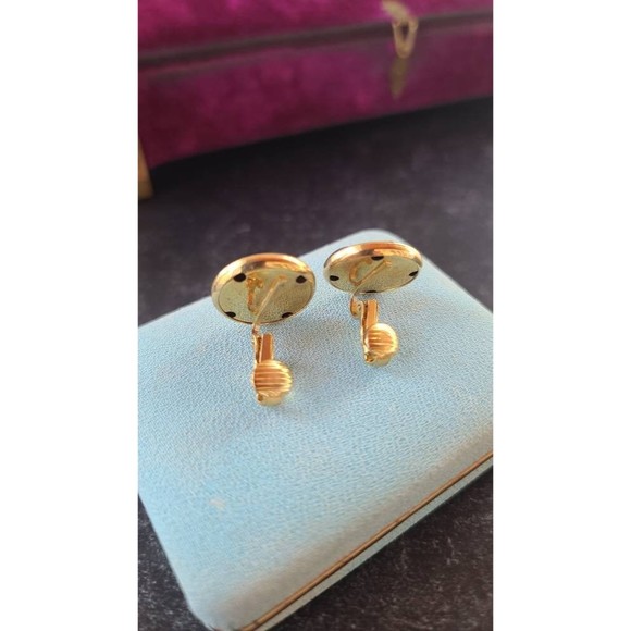 Blue and Gold Clip-on Earrings - Picture 7 of 10